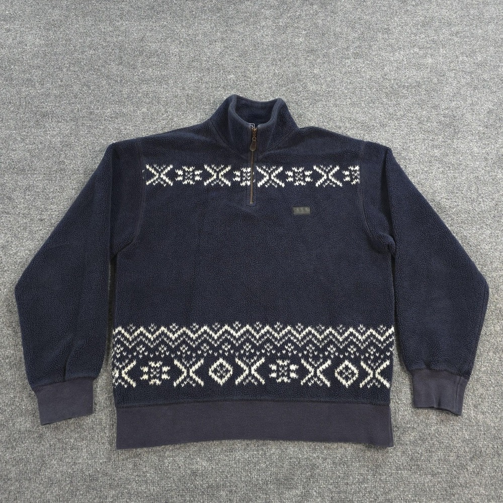 Vintage Polo Ralph Lauren Sweater Mens L Fleece 1/4 Zip Nordic Fair Isle USA‎